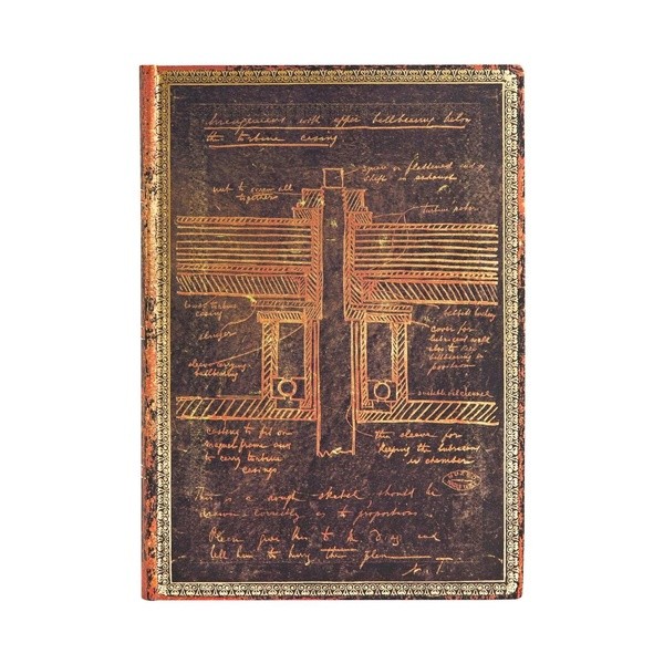 [FB6434-3] Carnet souple Paperblanks Tesla, Croquis d'une Turbine Midi Ligné 176p.