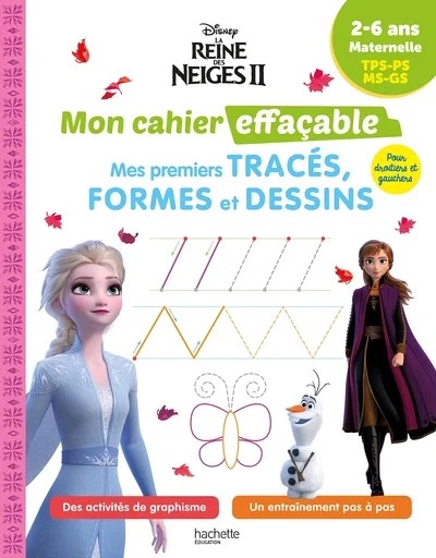 [4308210] Disney - La Reine des neiges Mon cahier effaçable - Mes premiers tracés, formes et dessins (2-6 ans)
