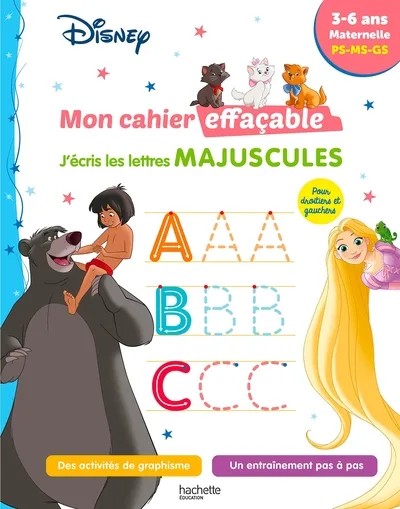 [4271894] Disney - Mon cahier effaçable - J'écris les lettres majuscules (3-6 ans)