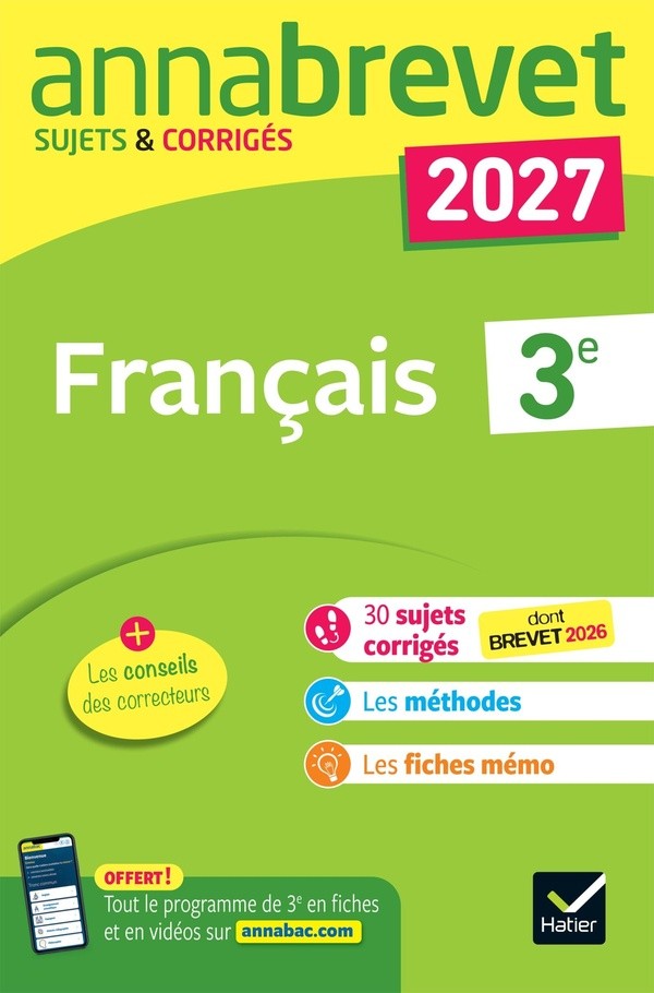 [4757165] Annales du brevet 2027 - Annabrevet Français 3e