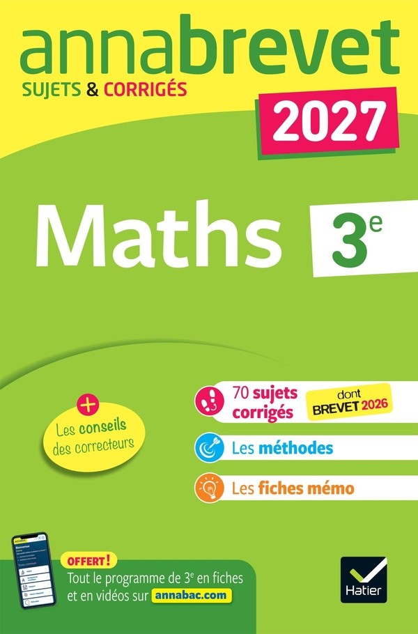 [4757288] Annales du brevet 2027 - Annabrevet Maths 3e - Nouveau brevet