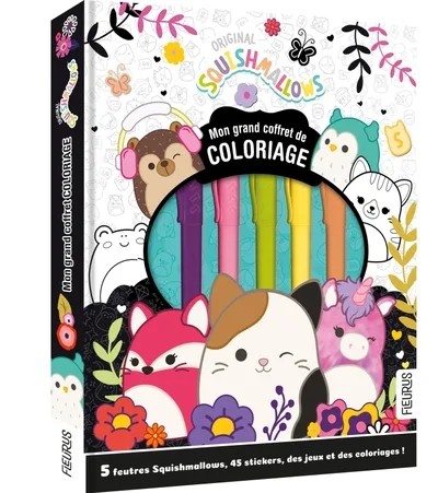 [FS94033] Mon grand coffret coloriage Squishmallows - 5 feutres Squishmallows, 45 stickers, des jeux et des coloriages !